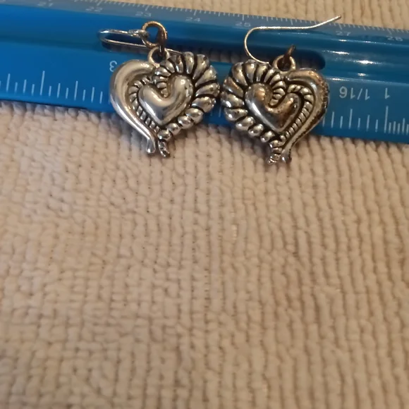 Silver Heart Earrings - Picture 2 of 3